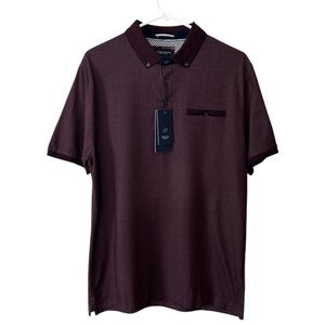 Denim & Flower Birds Eye Jersey Burgundy Polo Shirt Size Large NEW